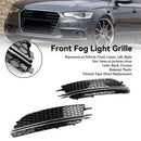 Audi 2012-2015 A6 C7 2PCS Front Fog Light Cover Bezel Black Chrome Grille-4