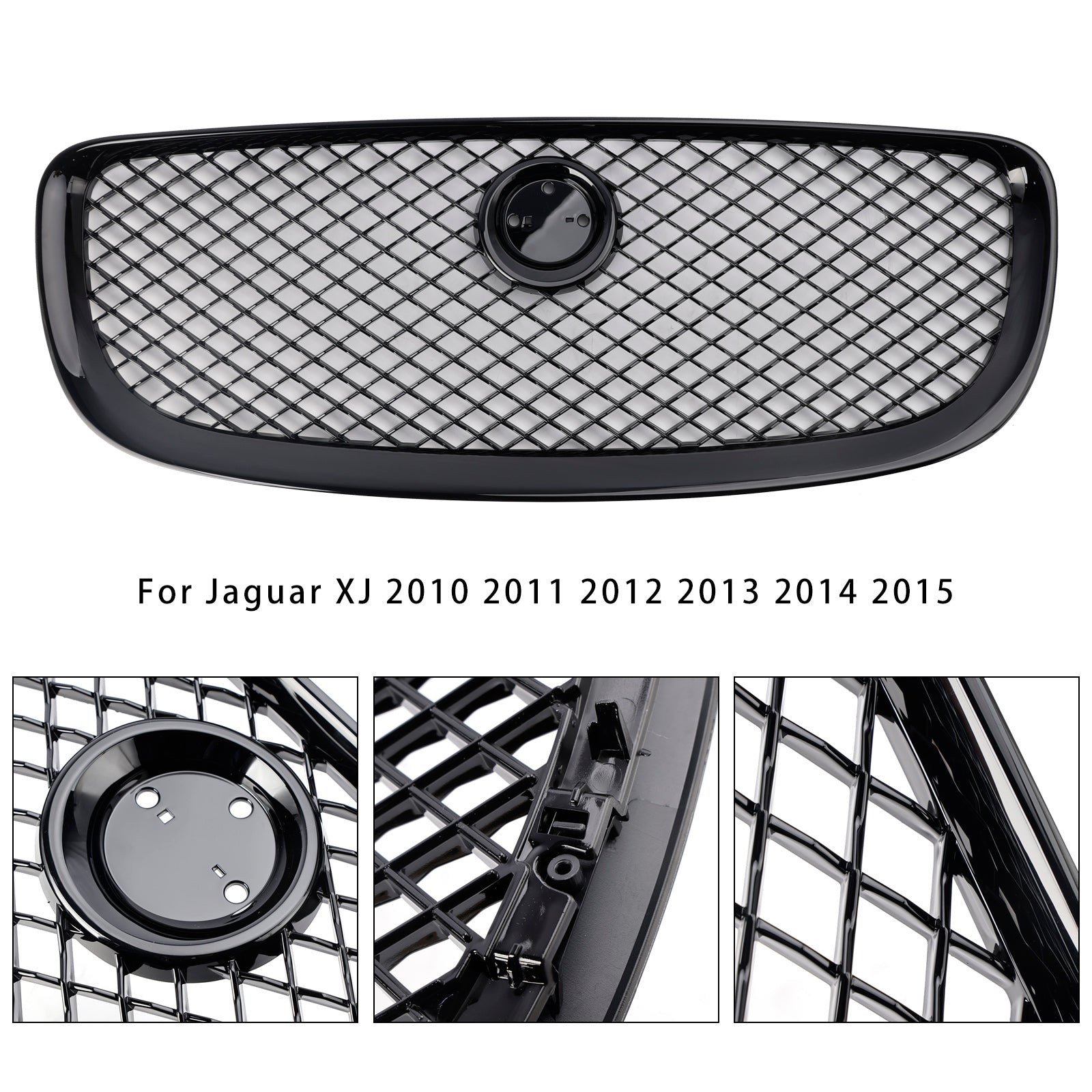 Jaguar XJ Front Bumper Grill 2010 2011 2012 2013 2014 2015 Air Intake Radiator Mesh Chrome / Black Grille