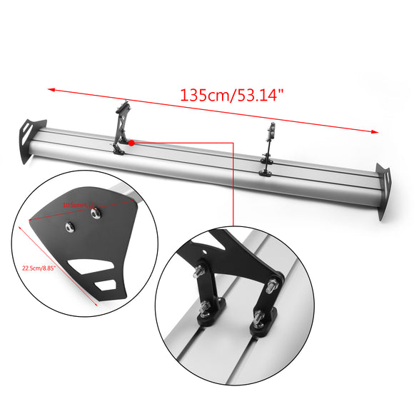 Universal Adjustable Lightweight GT Aluminum Rear Trunk Wing Racing Spoiler SIL