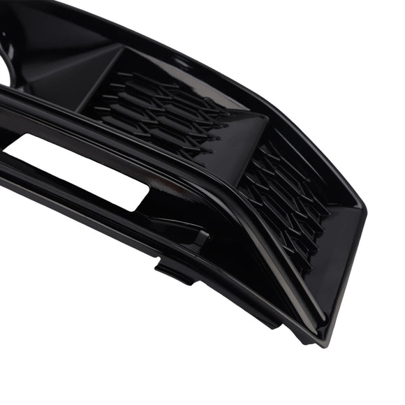 2PCS Black Front Bumper Foglight Grille Grill Fit Audi A4 B9 S4 2016-2019