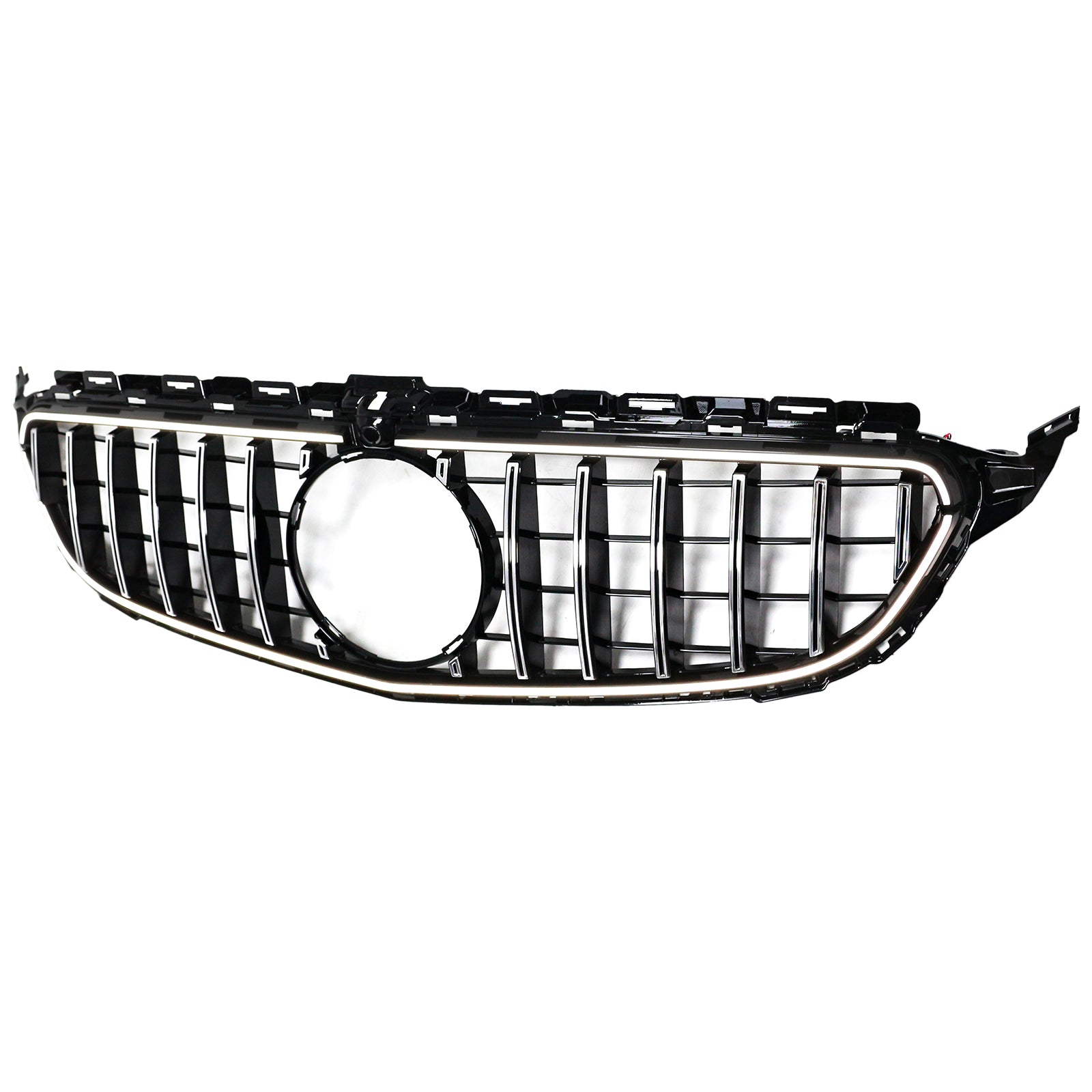 Mercedes Benz 2015-2021 C-Class W205 GT Front Grill Center Air Intake Radiator Bumper Chrome Grille With LED Strip