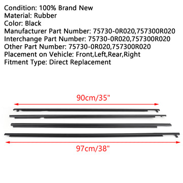 Toyota RAV4 2009-2012 Door Auto Window Trim Moulding Belt Weatherstrip 75730-0R020 757300R020 - 0