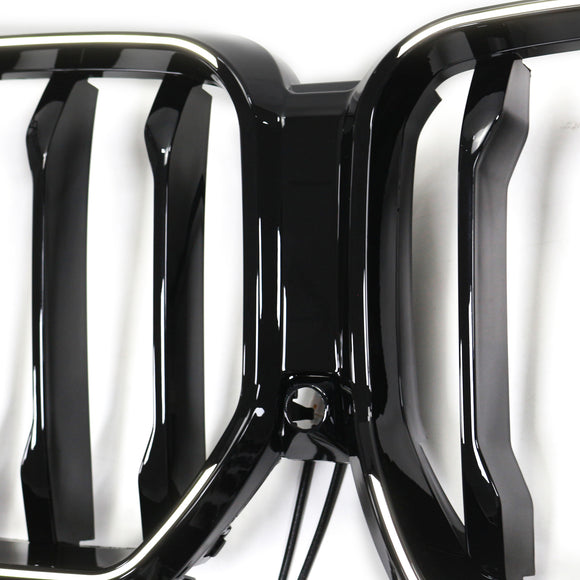 Grade preta do para-choque dianteiro para BMW X6 G06 M50i 2020-2022 com furo para câmera