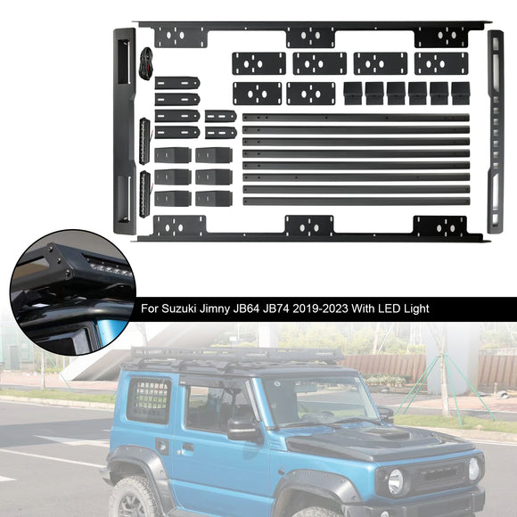Aluminium Roof Rack Luggage Rack W/ LED For Suzuki Jimny JB64 JB74 JC74 2019-2026