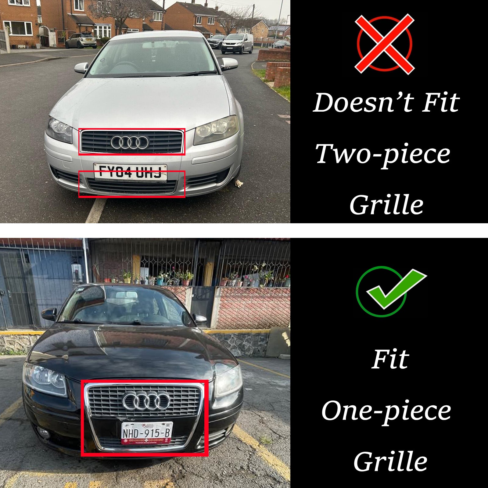 2004-2008 Audi A3/S3 8p RS3 Estilo de estilo Honeycomb Grilla Black Black Bumper Grill