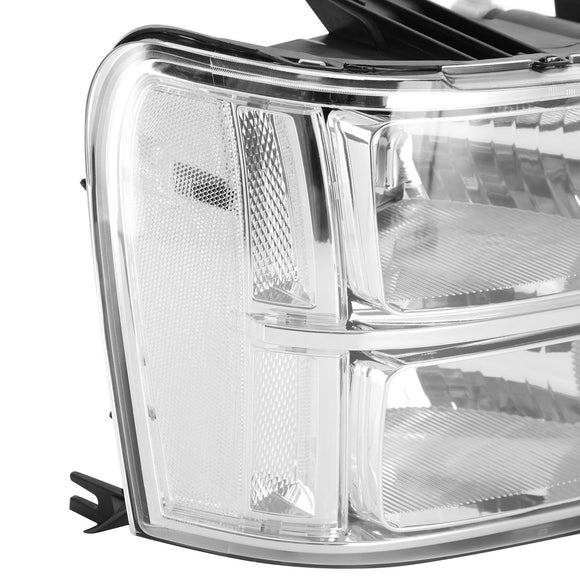 Chrome Housing Clear Headlights Assembly For GMC Sierra 1500 2500HD 3500HD 2007-2014