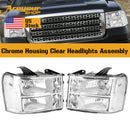 Chrome Housing Clear Headlights Assembly For GMC Sierra 1500 2500HD 3500HD 2007-2014-16