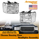 Chrome Housing Clear Headlights Assembly For GMC Sierra 1500 2500HD 3500HD 2007-2014-17