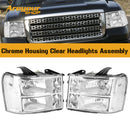 Chrome Housing Clear Headlights Assembly For GMC Sierra 1500 2500HD 3500HD 2007-2014-18
