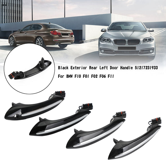 Poignée de porte extérieure noire, 4 pièces, 51217231931/32/33/34, pour BMW F10 F01 F02 F06 F11