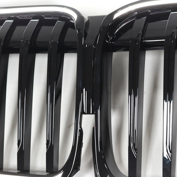Grade dianteira preta brilhante de ripa única adequada para BMW Série 7 G11 G12 2019-2022