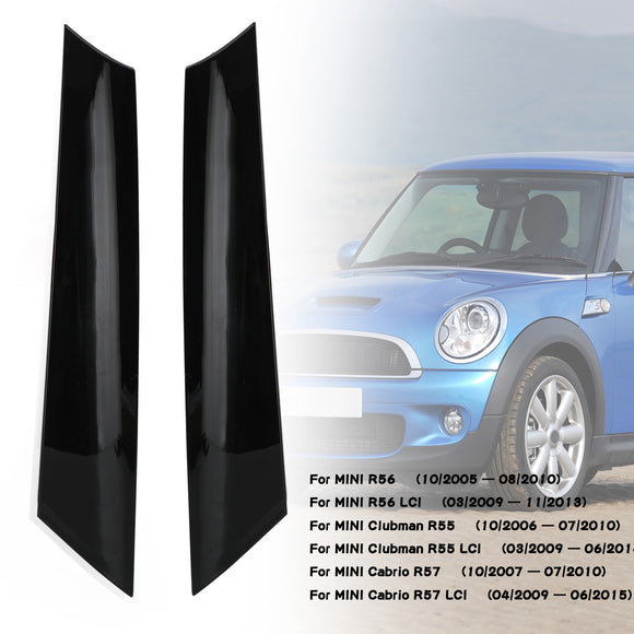 2x Front A Pillar Black Windshield Post Trims 51137272583/84 For Mini R55 R56 2005-2015