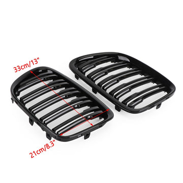 BMW 2009-2014 X1 E84 sDrive20i/xDrive28i/sDrive18d SUV noir brillant grille double lamelles calandre de capot avant - 0