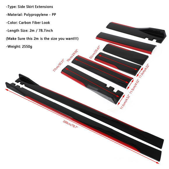 78,7 Universal-Seitenschwellerverlängerungen, Rocker-Panel-Splitter, Lippe aus Polypropylen