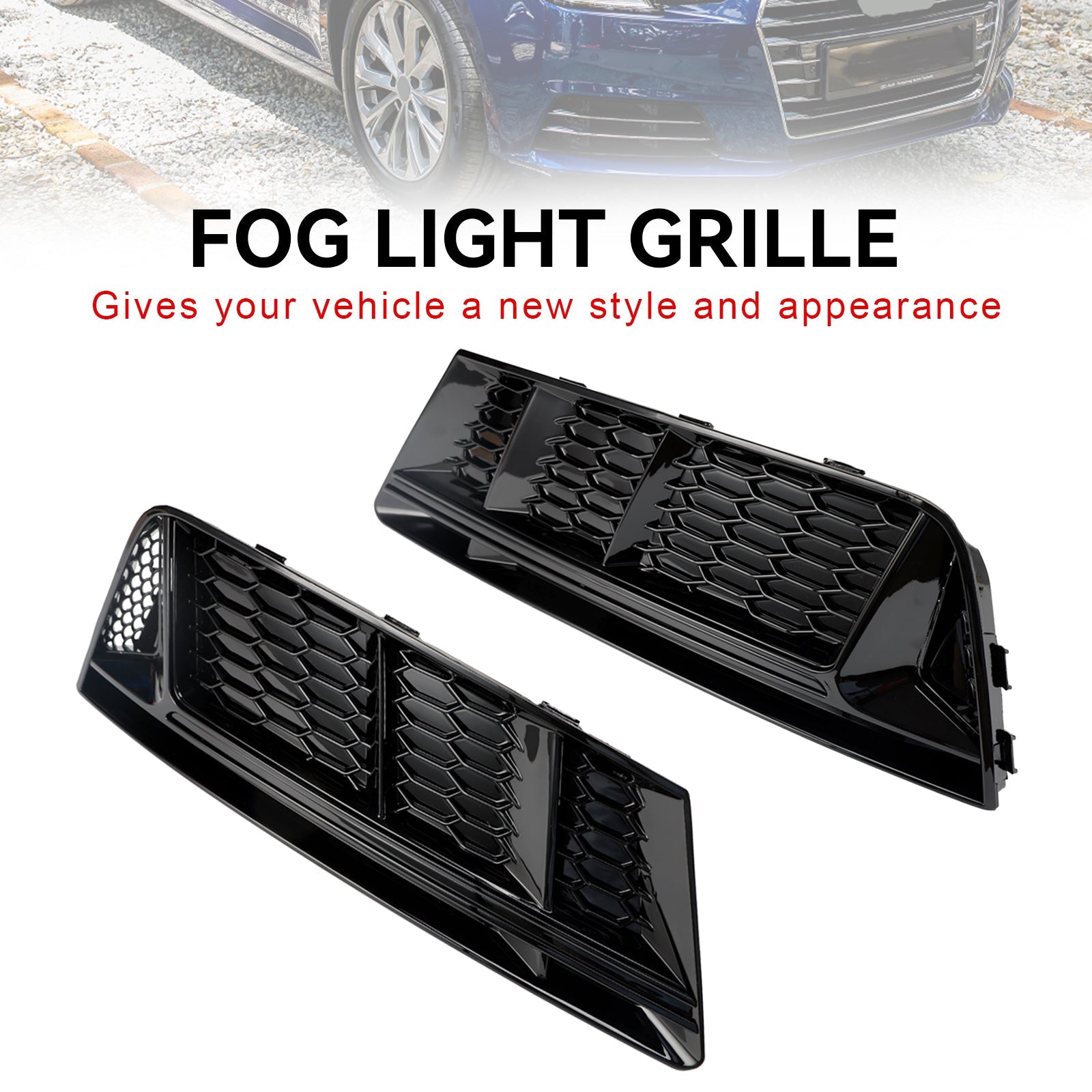 Audi A4 B9 2016-2018 Standard Version RS4 Style Front Fog Light Grill Lower Bumper Chrome