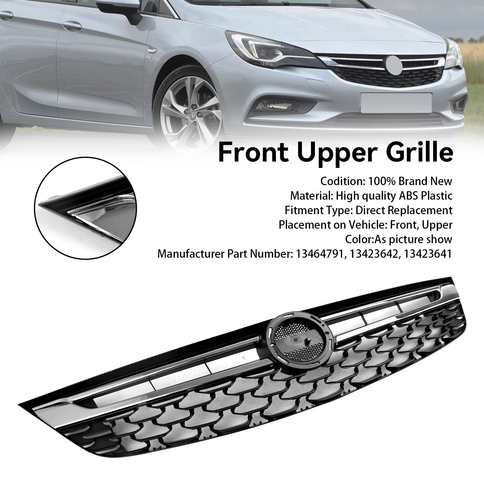 Opel Black Chrome Front Bumper Grill Grille