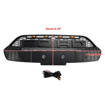 2013-2017 Ford Transit Custom/Tourneo Custom Raptor Style Grille de remplacement de pare-chocs avant Grille noire avec LED - 0