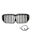 Black Front Bumper Grille Grill Fit BMW G05 LCI X5 2024+ Single Line W/LED-7