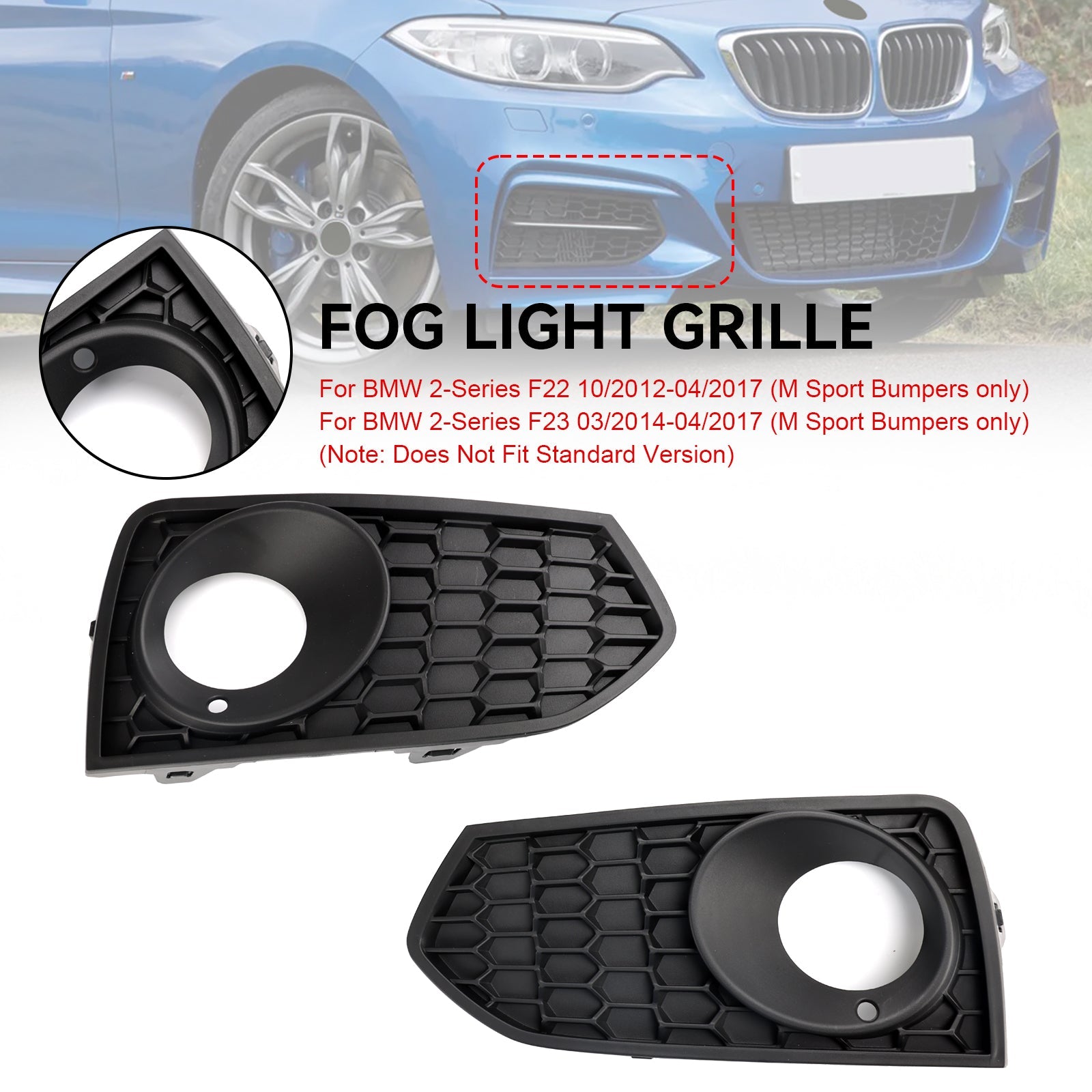 BMW 03/2014-04/2017 série 2 F23 M Sport pare-chocs 51118055319 51118055320 2 pièces pare-chocs avant calandre antibrouillard