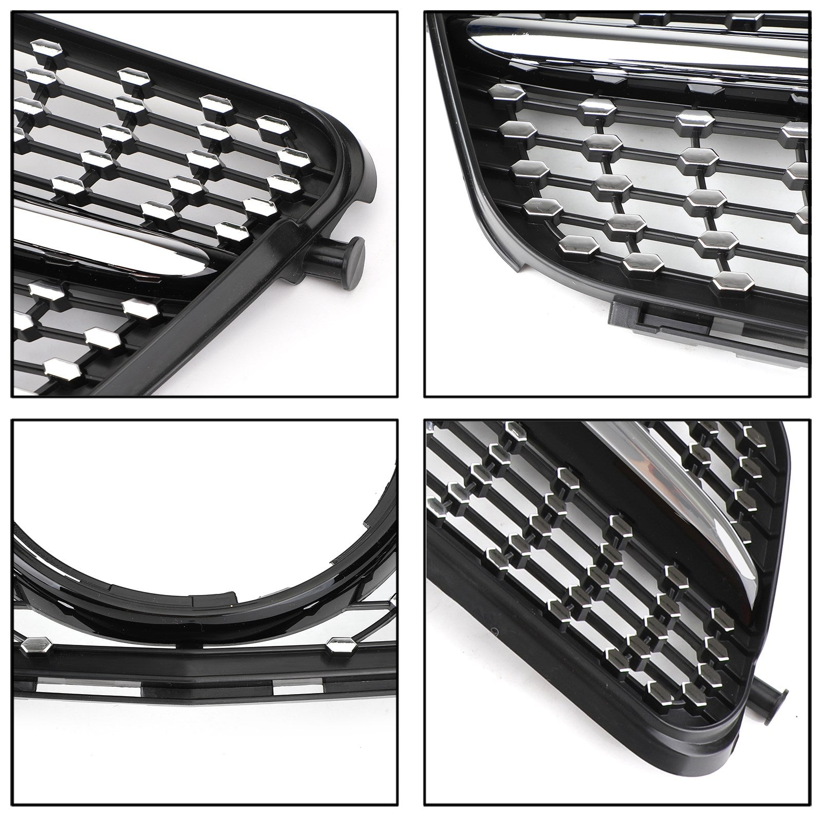 2008-2014 Mercedes Benz C-Class W204 C200 C230 C250 C300 C350 Diamond Black Chrome Front Grille Grill