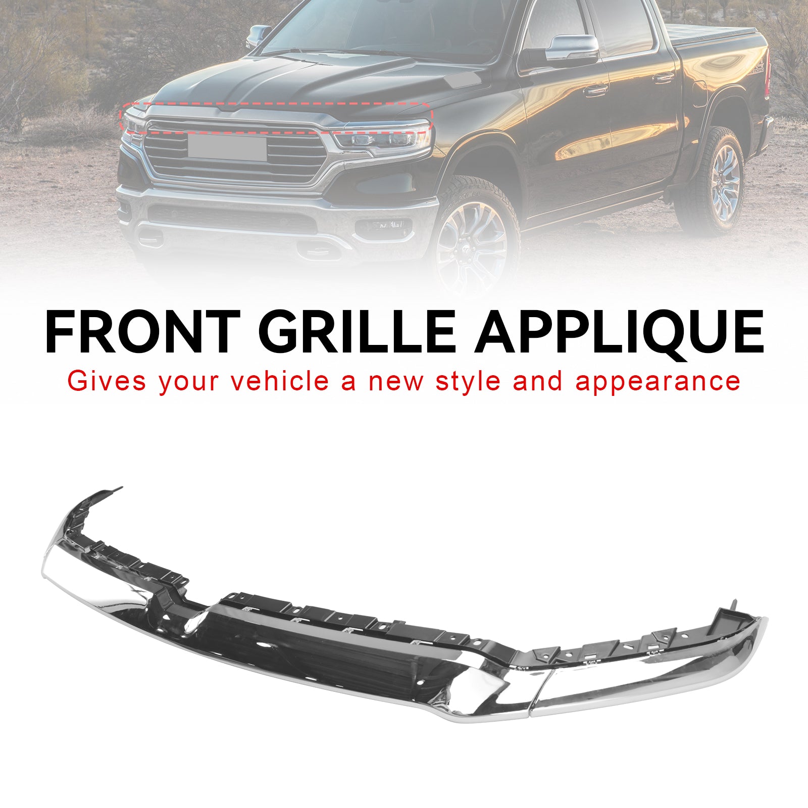 2019-2021 Dodge Ram 1500 Grille de calandre Applique Garniture supérieure 6BT13SZ0AJ Générique