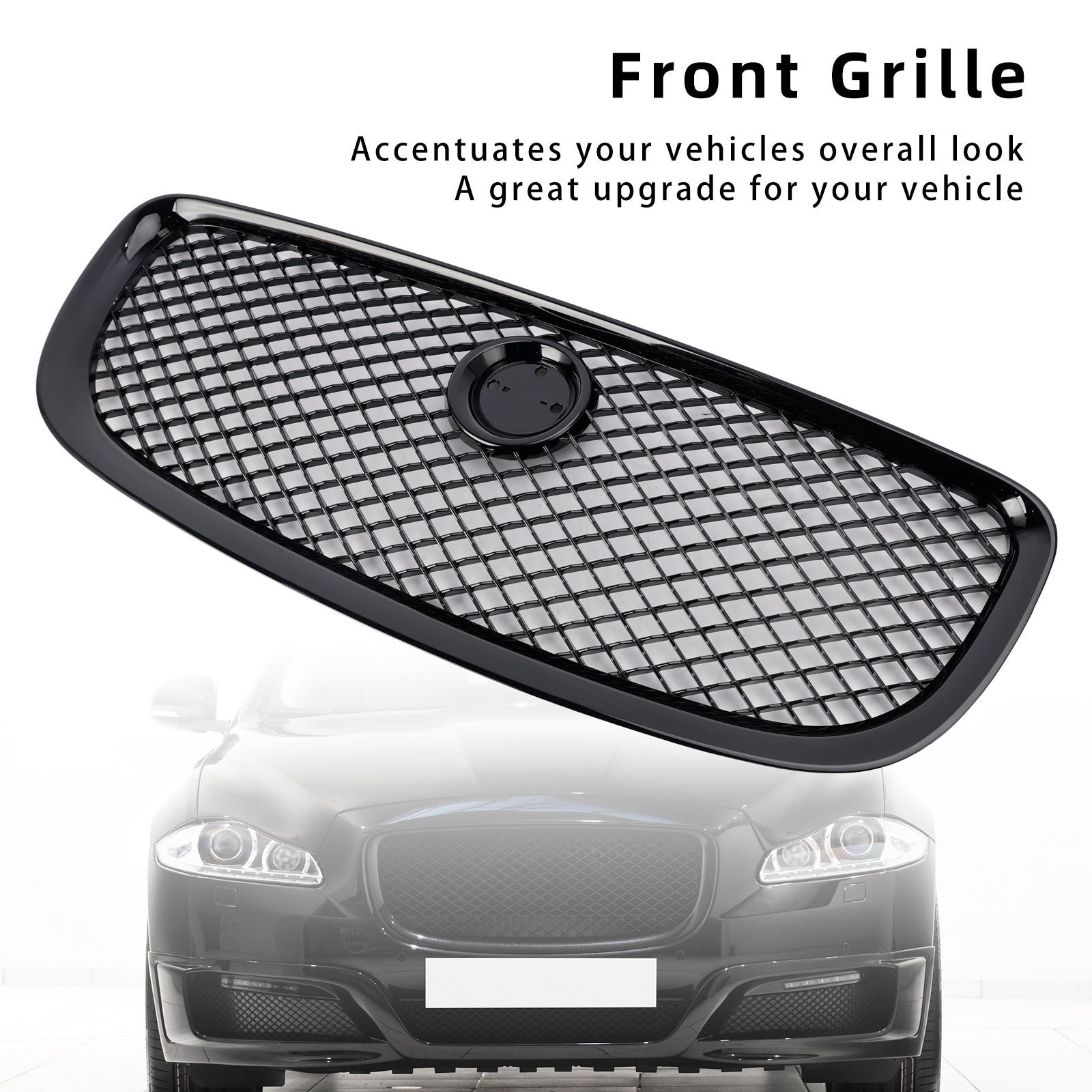 Jaguar XJ Front Bumper Grill 2010 2011 2012 2013 2014 2015 Air Intake Radiator Mesh Chrome / Black Grille