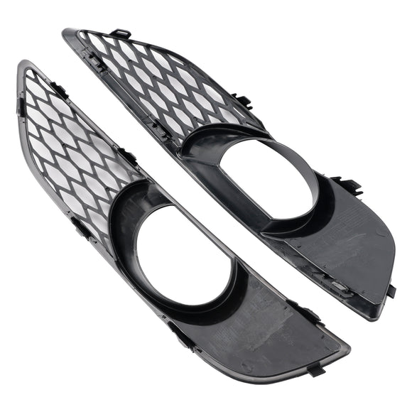 Audi Q7 Sline 2010-2015 2 STUKS Voorbumper Mistlamp Grill Onderste Grille Cover Zwart