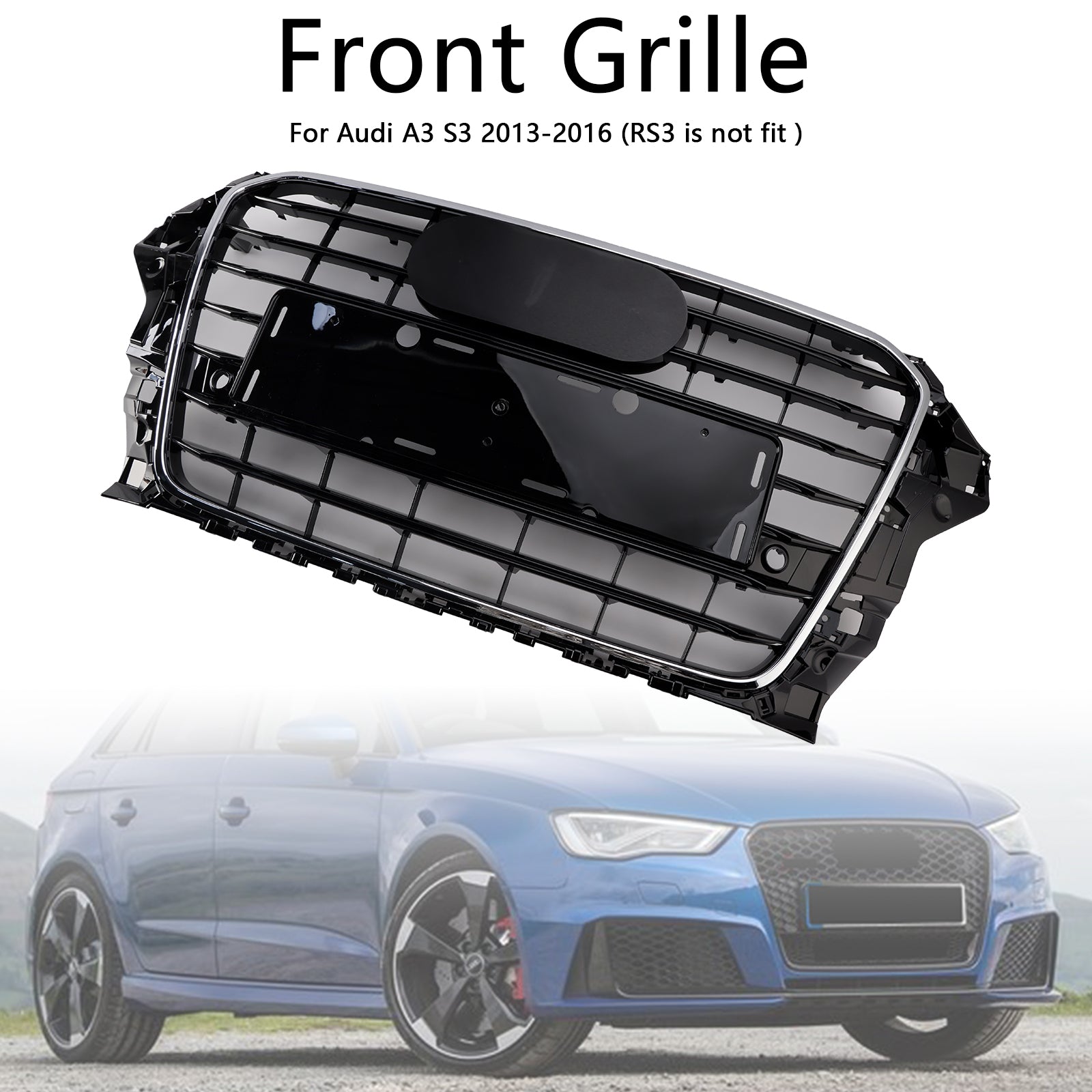 Grille de pare-chocs avant style S3 8V3853651 pour Audi A3 S3 2013-2016 Chrome - 0