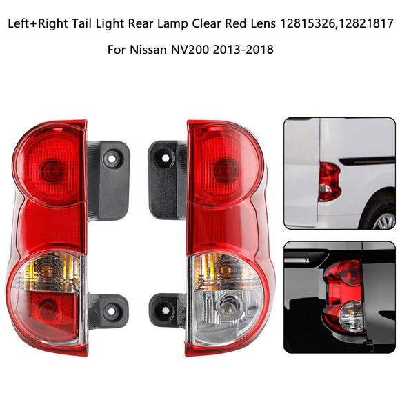 Left+Right Tail Light Rear Lamp Clear Red Lens For Nissan NV200 2013-2018
