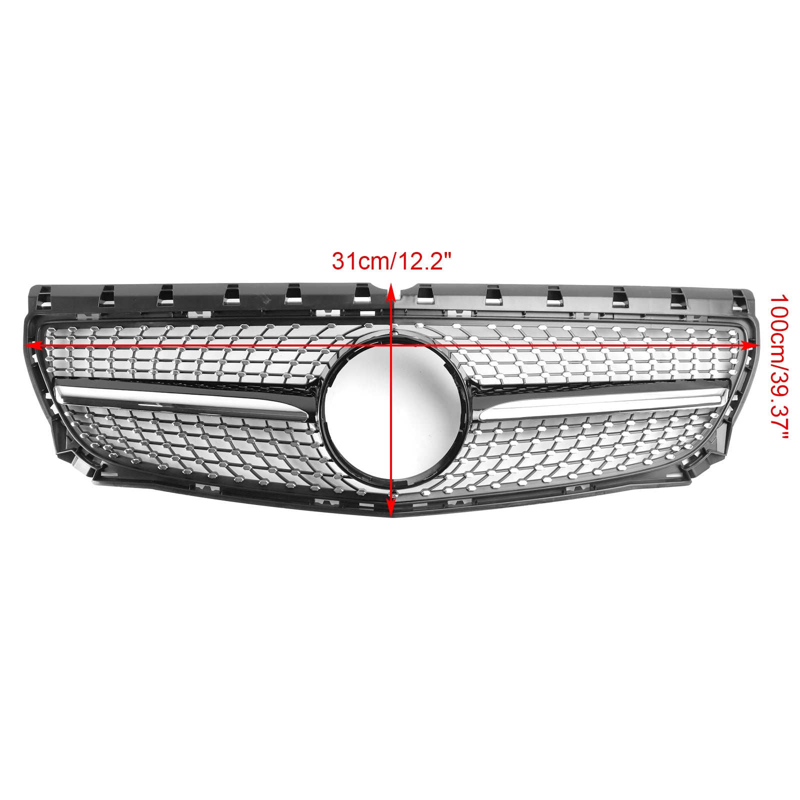 Grille de radiateur avant pré-revêtement Mercedes Benz Classe B W246 2011, 2014, 2022-2023 Grille chromée noire - 0