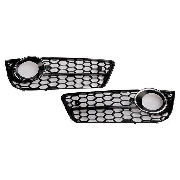 Audi A5 Standart 2007-2012 Pair Honeycomb Front Fog Light Cover Grille Chrome Grill