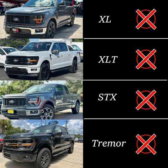 Calandre de Style Raptor pour pare-chocs avant Ford F150 2024 – 2025, Grille de remplacement noire avec lumière LED