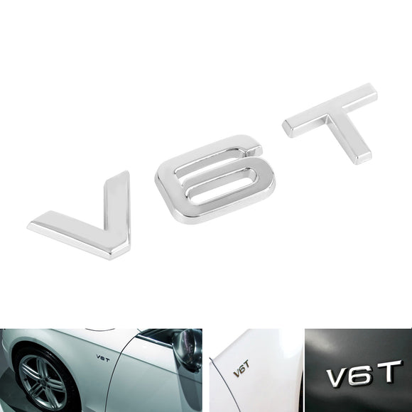 V6T Emblem Badge Passar för AUDI A1 A3 A4 A5 A6 A7 Q3 Q5 Q7 S6 S7 S8 S4 SQ5 Krom