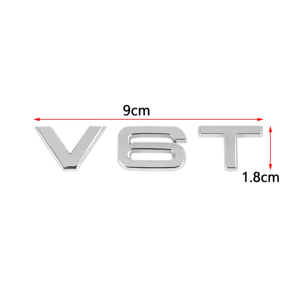 V6T Emblem Badge Passar för AUDI A1 A3 A4 A5 A6 A7 Q3 Q5 Q7 S6 S7 S8 S4 SQ5 Krom
