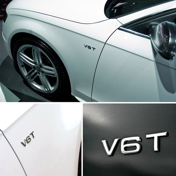 V6T Emblem Badge Passar för AUDI A1 A3 A4 A5 A6 A7 Q3 Q5 Q7 S6 S7 S8 S4 SQ5 Krom