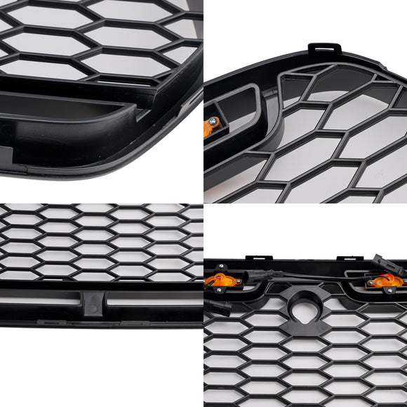 Ford Transit MK8 2015 2016 2017 2018 2019 Mat Zwart Honingraat Stijl Grill Voorbumper Luchtinlaat Radiator Grille W/LED Licht