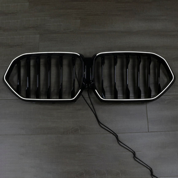 Grade preta do para-choque dianteiro para BMW X6 G06 M60i 2023-2025 com furo para câmera