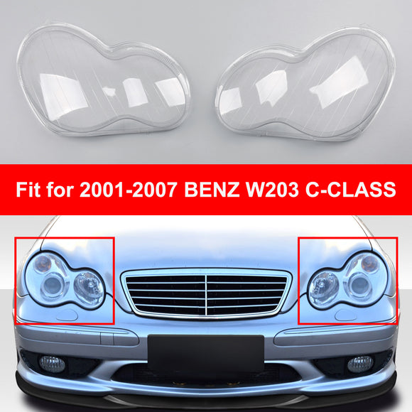 Scheinwerfer-Linsengehäuse-Kunststoffabdeckung links + rechts für Mercedes-Benz 2001–2007 W203 C-Klasse