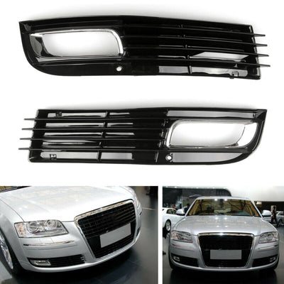 2008–2010 Audi A8 D3 Paar unterer Frontstoßstangengrill Nebelscheinwerfergrill Chrom Schwarz
