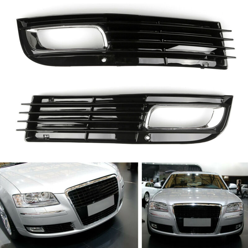 Audi 2008-2010 A8 D3 Pair ABS Car Lower Bumper Grille Fog Light Grill Chromed