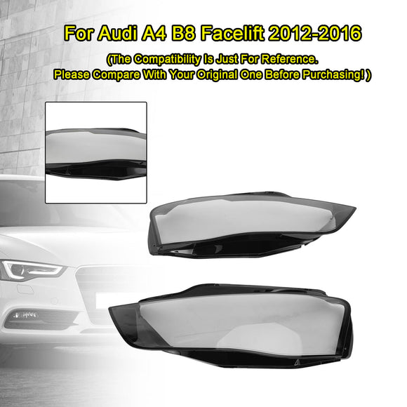 Links + Rechts Scheinwerfer Objektiv Kunststoff Abdeckung Shell 8K0941043 + 8K0941044 Für Audi A4 B8 Facelift 2012-2016