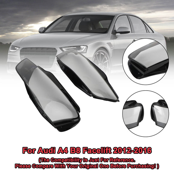 Links + Rechts Scheinwerfer Objektiv Kunststoff Abdeckung Shell 8K0941043 + 8K0941044 Für Audi A4 B8 Facelift 2012-2016