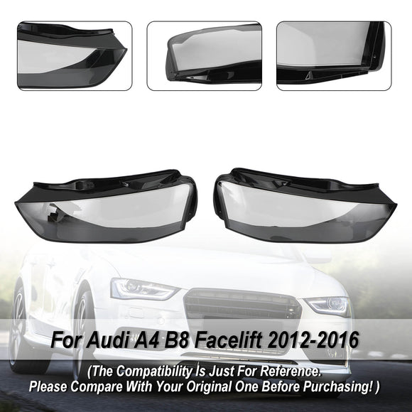 Links + Rechts Scheinwerfer Objektiv Kunststoff Abdeckung Shell 8K0941043 + 8K0941044 Für Audi A4 B8 Facelift 2012-2016