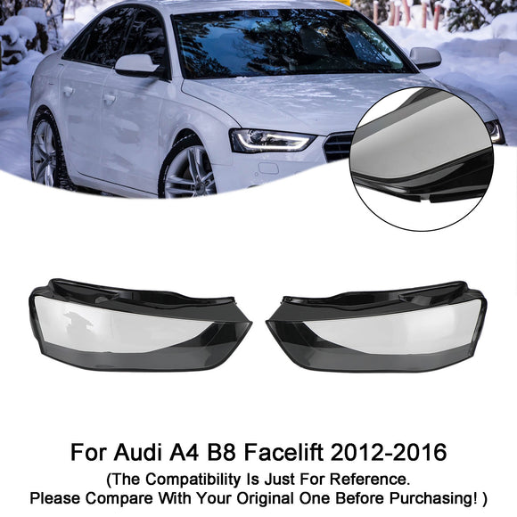 Links + Rechts Scheinwerfer Objektiv Kunststoff Abdeckung Shell 8K0941043 + 8K0941044 Für Audi A4 B8 Facelift 2012-2016