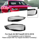 Links + Rechts Scheinwerfer Objektiv Kunststoff Abdeckung Shell 8K0941043 + 8K0941044 Für Audi A4 B8 Facelift 2012-2016-7