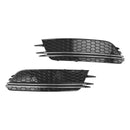 Audi 2012-2015 A6 C7 2PCS Front Fog Light Cover Bezel Black Chrome Grille-11
