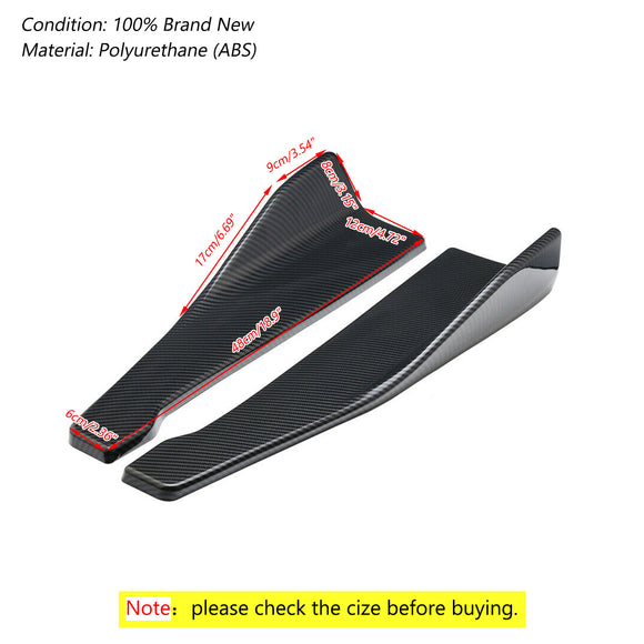 48cm Skirt Spoiler Rear Lip/Side Extension Rocker Splitters Winglet Wings Carbon