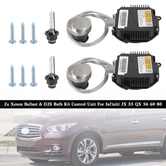 2x Xenon Ballast & D2S Bulb Kit 28474-8991D 26297-89902 Control Unit For Infiniti JX35 QX60 QX56 QX80 2011-2019