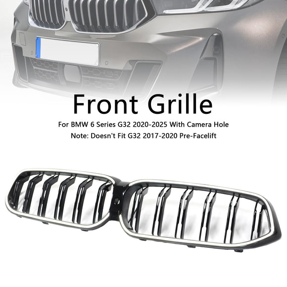 Niergrill met dubbele lamellen, zwart vooraan, geschikt voor BMW 6-serie G32 2020-2025