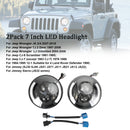 2Pcak 7 Inch LED Koplamp Voor JK Wrangler JK TJ Jimny JA11 Ronde Halo Hoek Oog-3